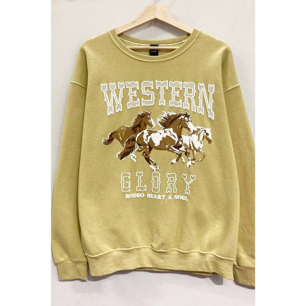 NEW SWEET CLAIRE western glory sweatshirt in golden flax